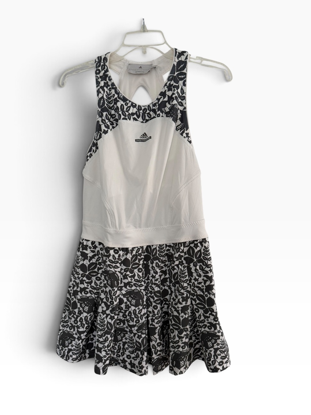 Stella McCartney, For adidas White and Black Floral Racerback Tennis Dress
